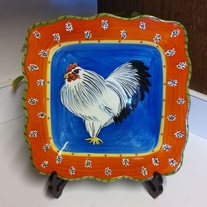 Bella Ceramic Morning Sunshine Hen Decorative Plate Serving Plate Talavera